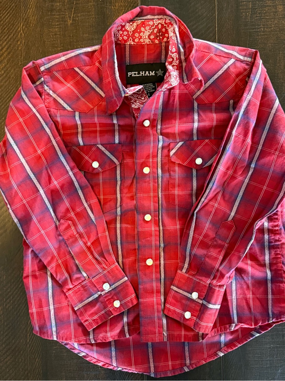 Red Plaid Button-Down Shirt for Kids